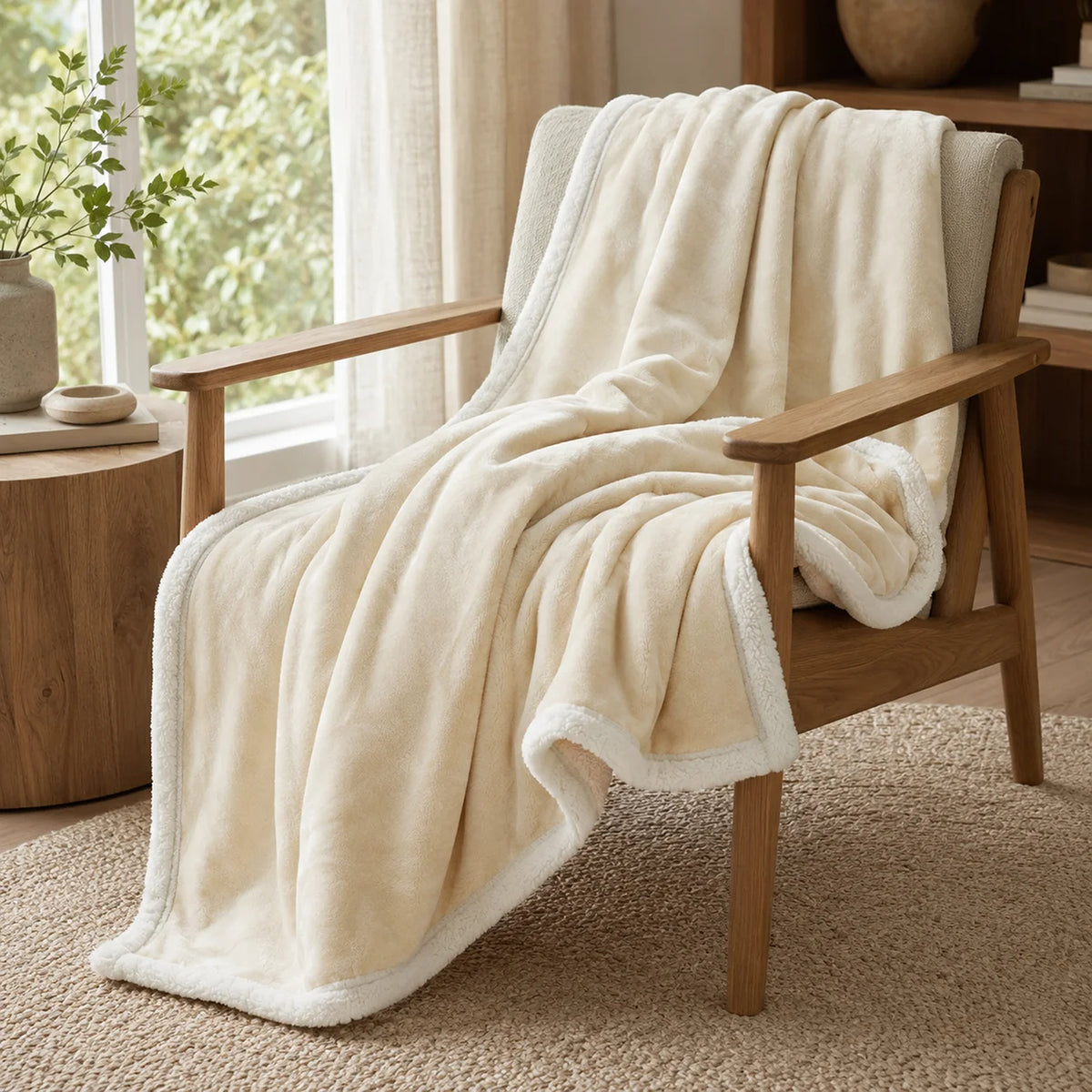 Cobija Ovejera Beige 180x250cm Fondo Entero Térmica