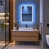 Espejo de baño LED plateado rectangular 70x50 cm con control táctil