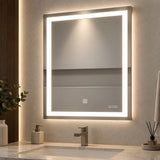 Espejo de baño LED plateado rectangular 70x50 cm con control táctil