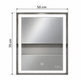 Espejo de baño LED plateado rectangular 70x50 cm con control táctil