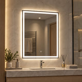 Espejo de baño LED rectangular 80x100 cm con luz táctil multitemperatura