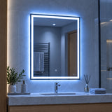 Espejo de baño LED rectangular 80x100 cm con luz táctil multitemperatura