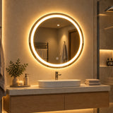 Espejo de baño redondo blanco LED 60x60 cm con control touch