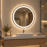 Espejo de baño redondo blanco LED 60x60 cm con control touch