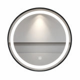 Espejo de baño LED redondo negro 80 cm con marco de aluminio y touch