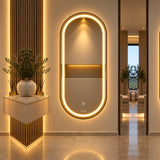 Espejo de baño ovalado plateado LED touch 100x60 cm con 3 luces