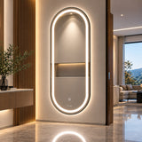 Espejo de baño ovalado plateado LED touch 100x60 cm con 3 luces