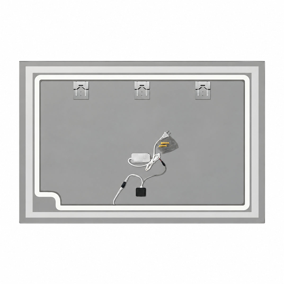 Espejo de baño LED plateado 100x70 cm con touch y luz multitemperatura