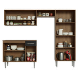 Cocina Integral Deli Marrón y Negro 220x186cm con Mesón de Madera Aglomerada MDP sin Pozuelo sin Estufa y con Alacela Lado Derecho