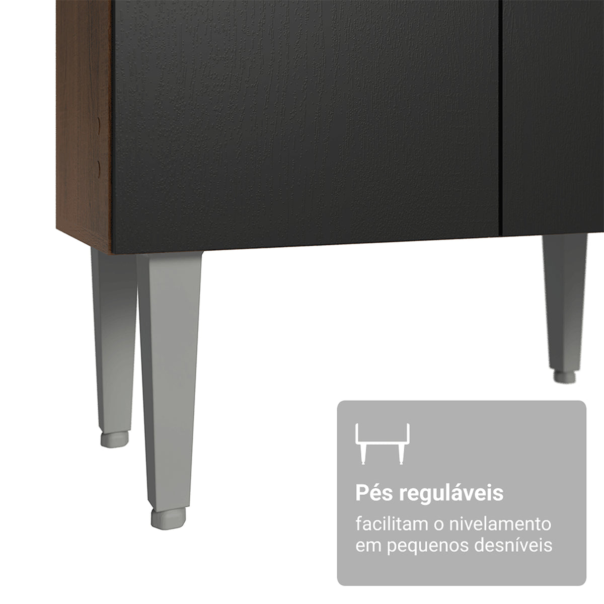 Cocina Integral Deli Marrón y Negro 220x186cm con Mesón de Madera Aglomerada MDP sin Pozuelo sin Estufa y con Alacela Lado Derecho