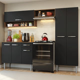 Cocina Integral Deli Marrón y Negro 220x186cm con Mesón de Madera Aglomerada MDP sin Pozuelo sin Estufa y con Alacela Lado Derecho