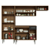 Cocina Integral Deli Marrón y Negro 220x186cm con Mesón de Madera Aglomerada MDP sin Pozuelo sin Estufa y con Alacela Lado Izquierdo