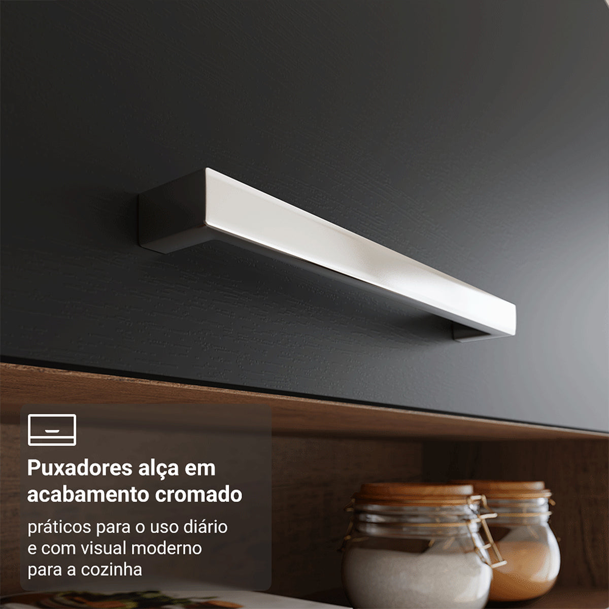 Cocina Integral Deli Marrón y Negro 220x186cm con Mesón de Madera Aglomerada MDP sin Pozuelo sin Estufa y con Alacela Lado Izquierdo
