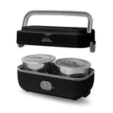 Lonchera eléctrica Home Elements Master Lunch negra 1 L con recipientes en acero inoxidable 200 W