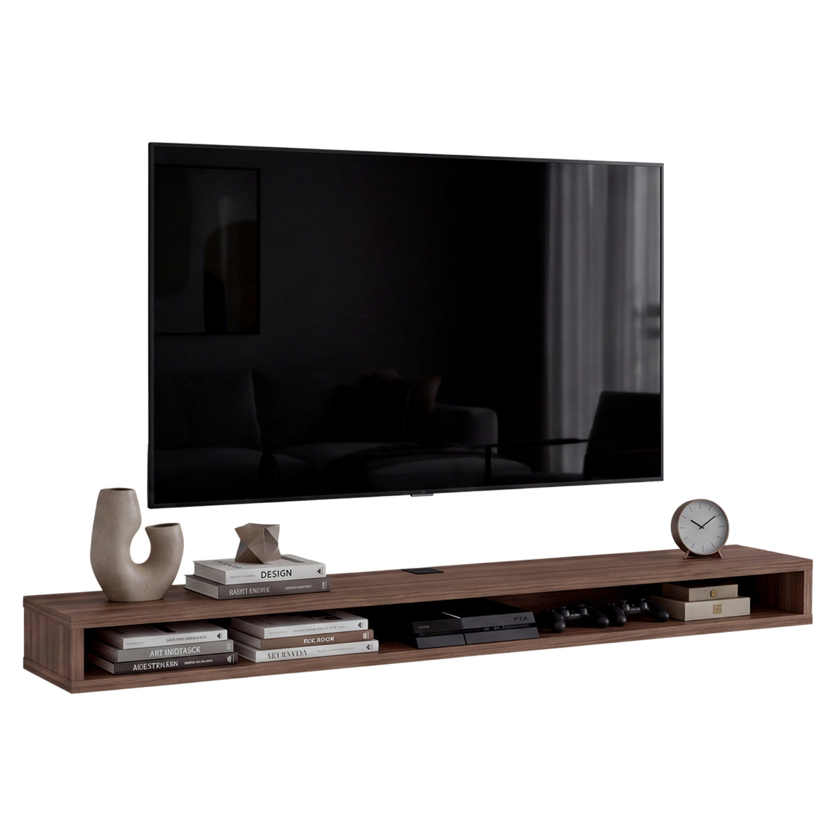 Rack de TV Luft Avellana 180x15cm para TV Hasta 75" Pulgadas con Un Compartimiento