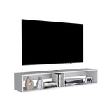 Rack de TV Flotante Blanco 150x25.3cm para TV Hasta 65" Pulgadas con Dos Compatimientos