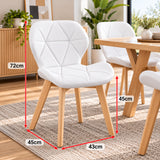 Silla de Comedor Blanco 43x72cm de Asiento Cuadrado con Espaldar y sin Apoya Brazos
