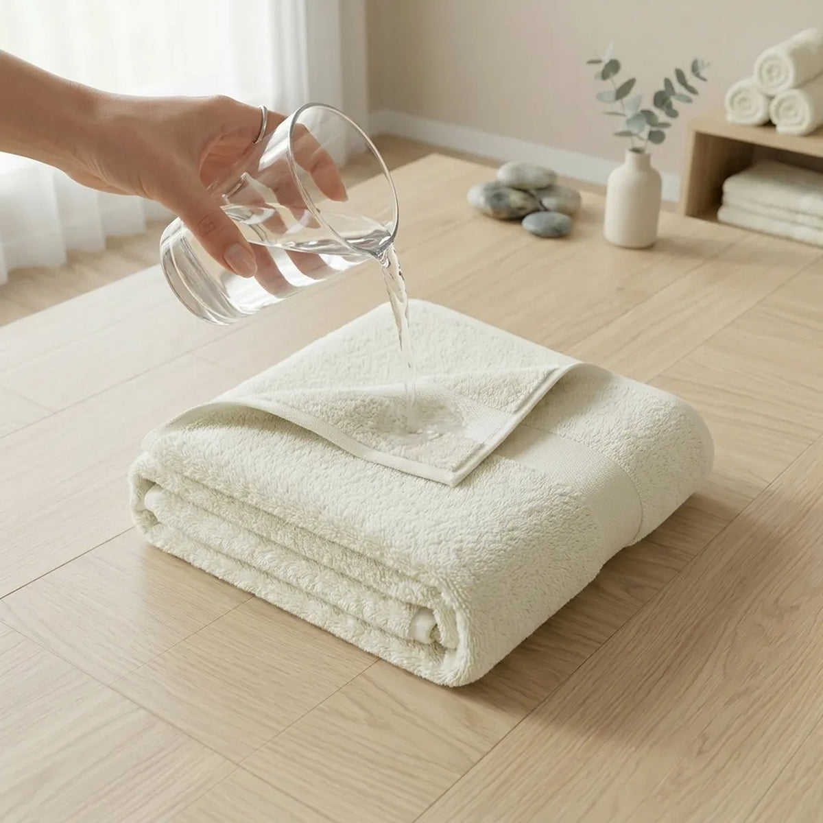 Toalla de manos blanco marfil Elegant 40x70 cm en algodón 400 gsm