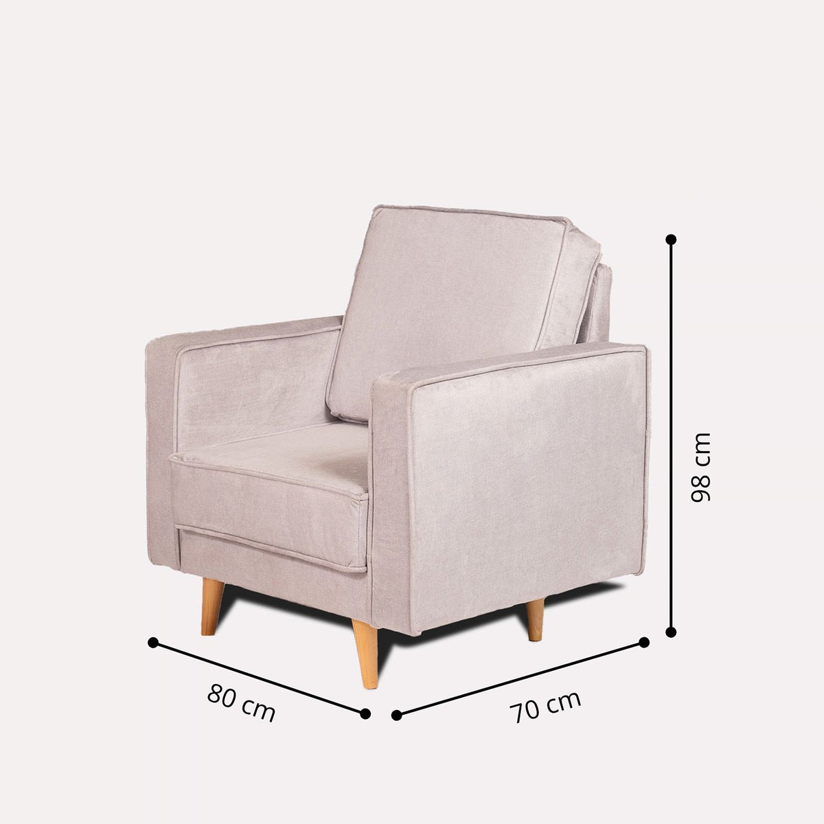 Poltrona plata Porto moderna en poliéster velvet 80x98 cm