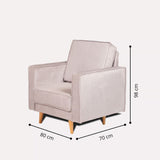 Poltrona plata Porto moderna en poliéster velvet 80x98 cm