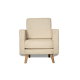 Poltrona beige Porto en poliéster velvet y madera pino 80x98 cm