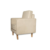 Poltrona beige Porto en poliéster velvet y madera pino 80x98 cm