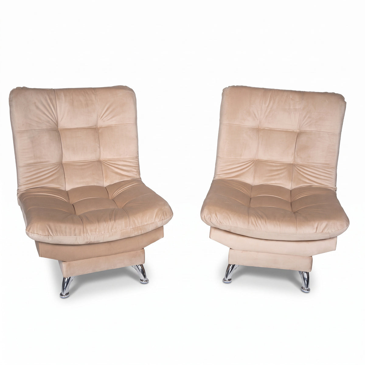 Set x2 poltronas reclinables beige vintage en poliéster 68x90 cm