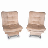 Set x2 poltronas reclinables beige vintage en poliéster 68x90 cm