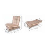 Set x2 poltronas reclinables beige vintage en poliéster 68x90 cm