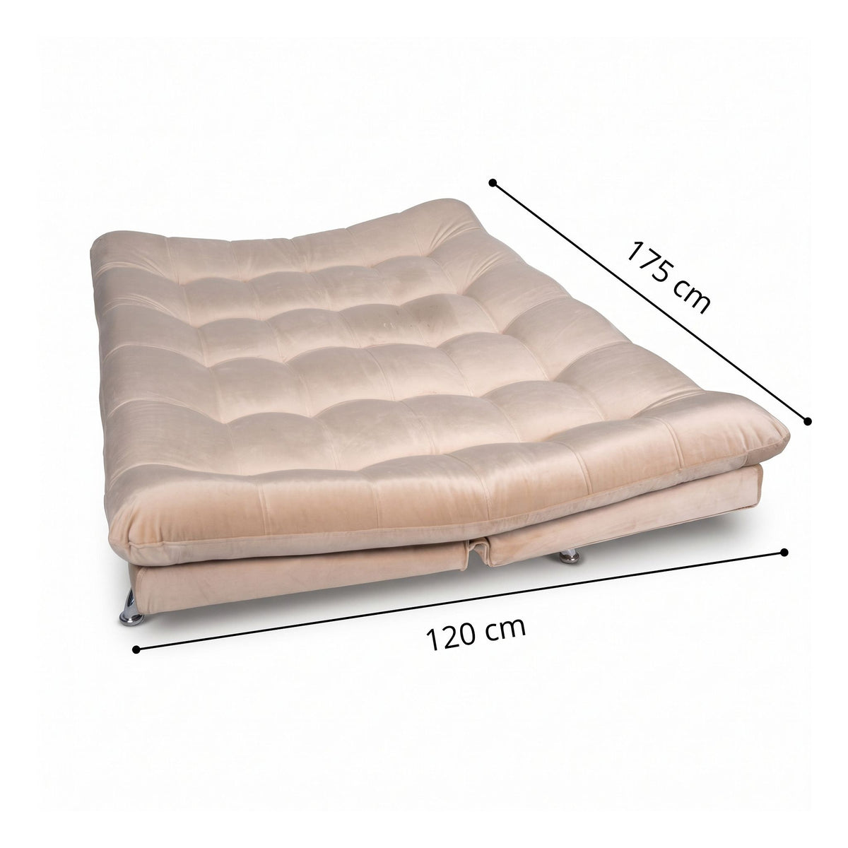Sala sofá cama beige 6 puestos reclinable con puff 120x90 cm
