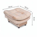 Sala sofá cama beige 6 puestos reclinable con puff 120x90 cm