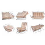 Sala sofá cama beige 6 puestos reclinable con puff 120x90 cm