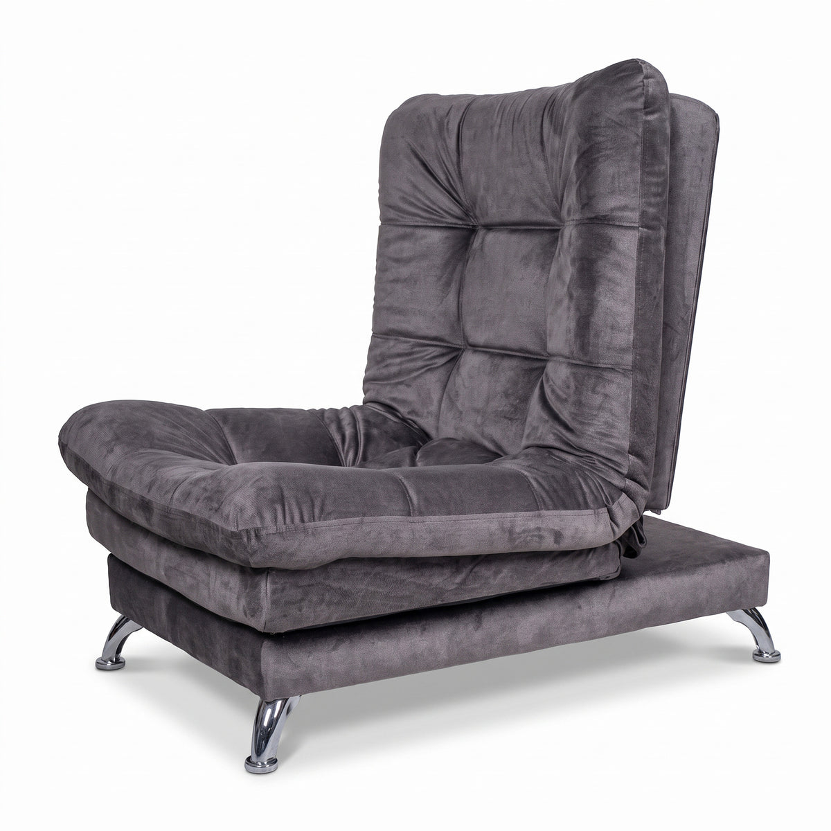 Sala sofá cama gris oscuro 6 puestos reclinable con puff 120x90 cm