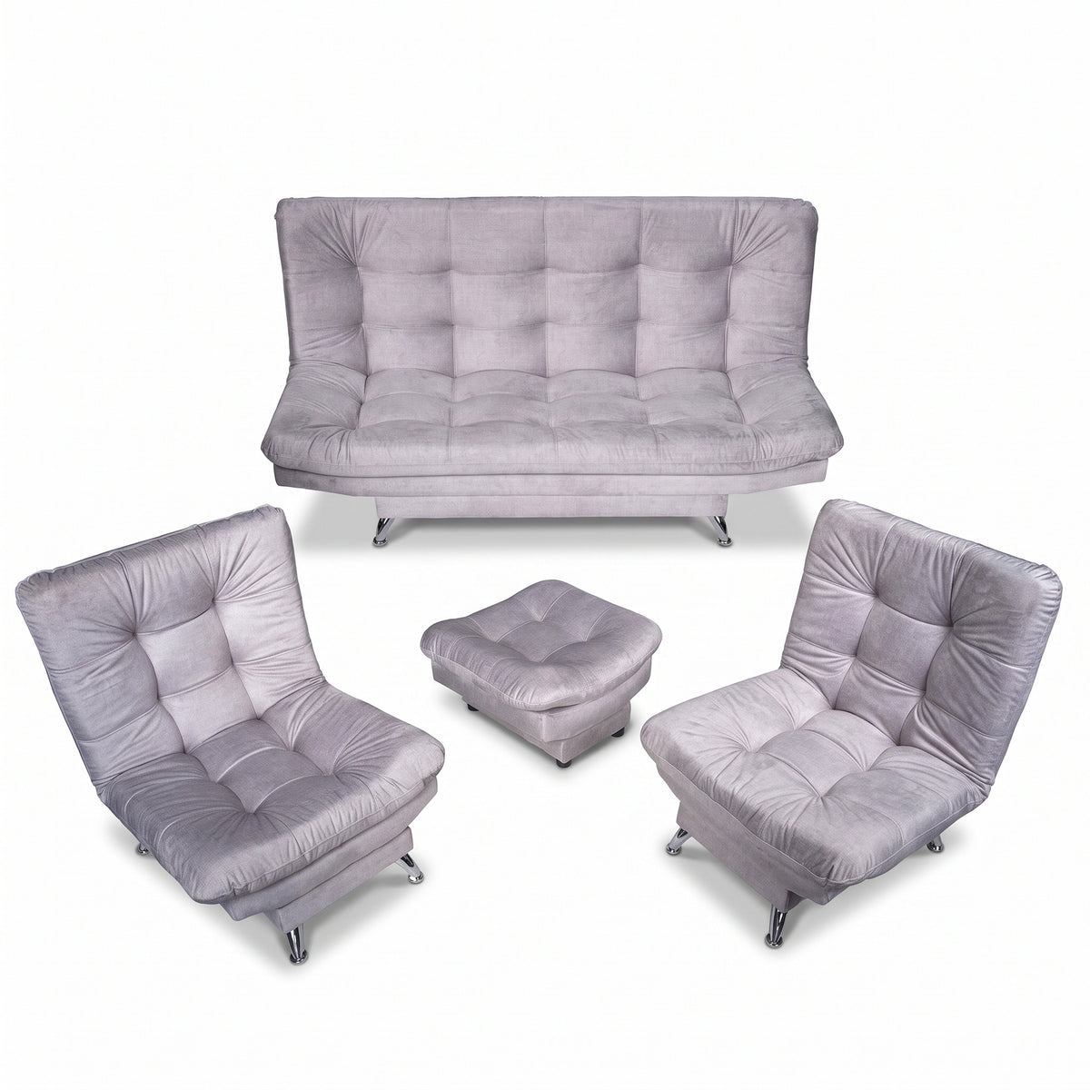 Sala sofá cama semidoble plata 6 puestos reclinable en poliéster 120x90 cm