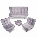 Sala sofá cama semidoble plata 6 puestos reclinable en poliéster 120x90 cm