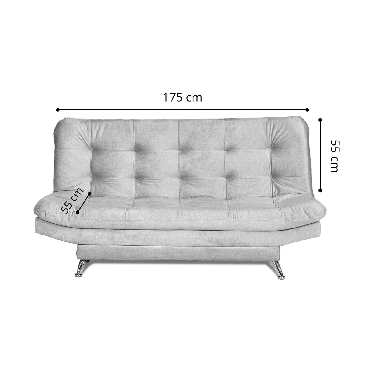 Sala sofá cama semidoble plata 6 puestos reclinable en poliéster 120x90 cm