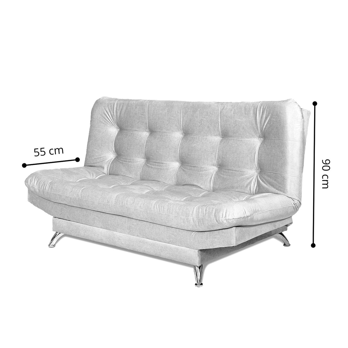 Sala sofá cama semidoble plata 6 puestos reclinable en poliéster 120x90 cm