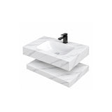 Lavamanos suspendido blanco en piedra sinterizada 80x23 cm con lavamanos integrado