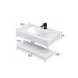 Lavamanos suspendido blanco en piedra sinterizada 80x23 cm con lavamanos integrado