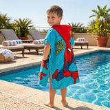 Toalla infantil con capucha azul Spiderman 60x120 cm en algodón