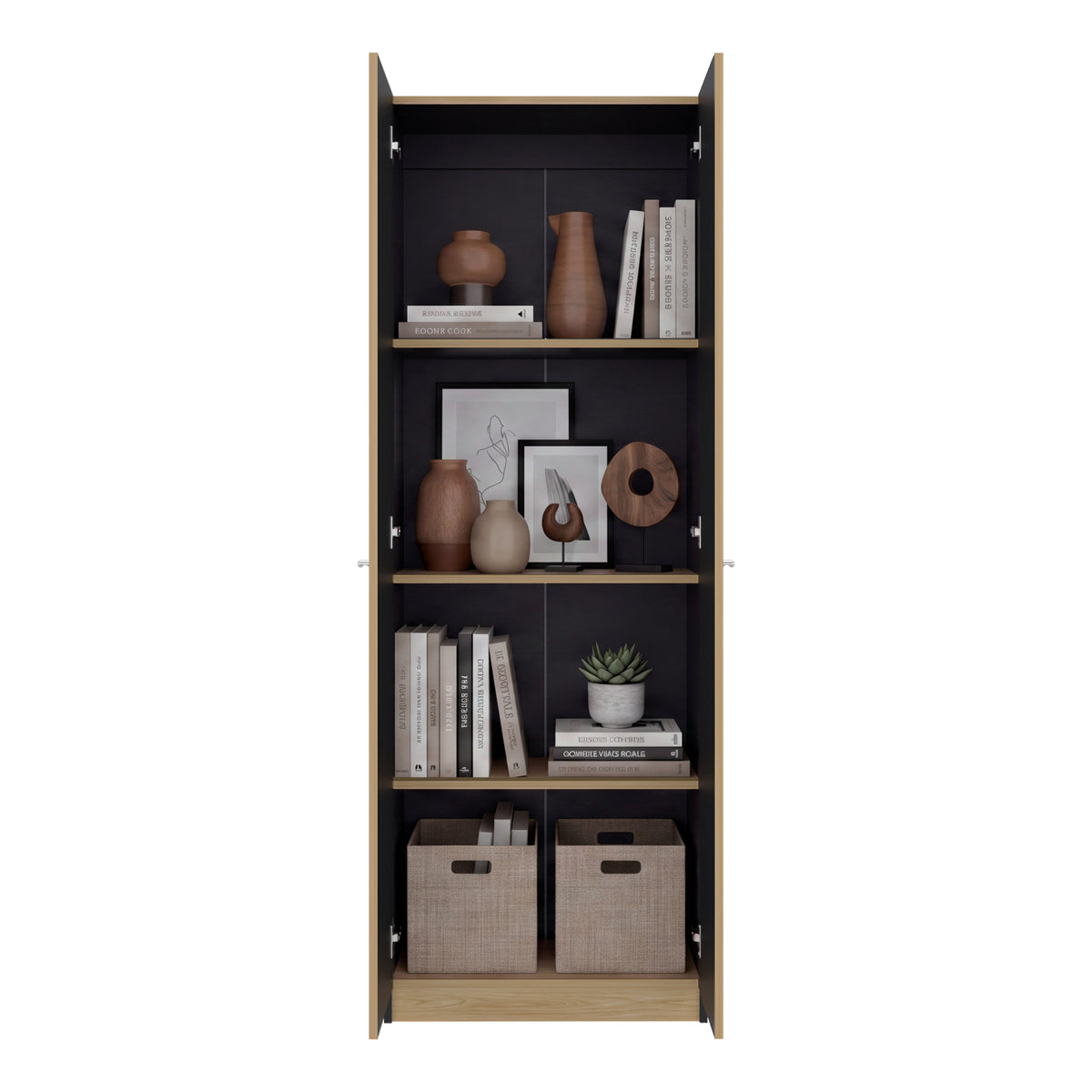 Estantería rectangular home 1 moderna fresno y wengue en MDP 62.8x180.6 cm con 3 entrepaños