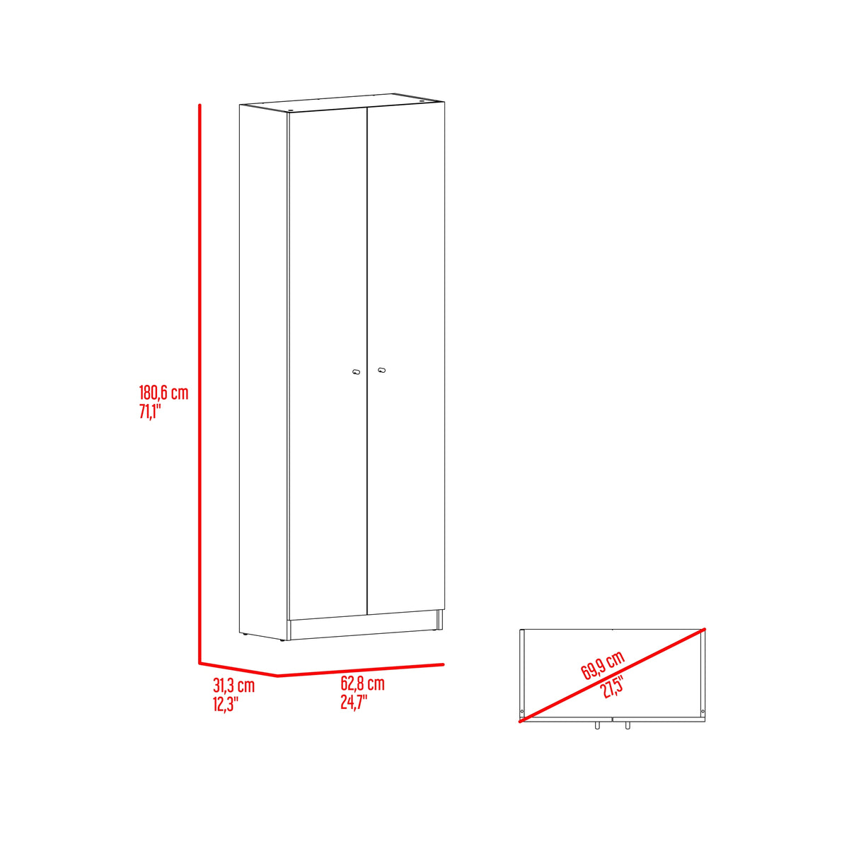 Estantería rectangular home 1 moderna fresno y wengue en MDP 62.8x180.6 cm con 3 entrepaños