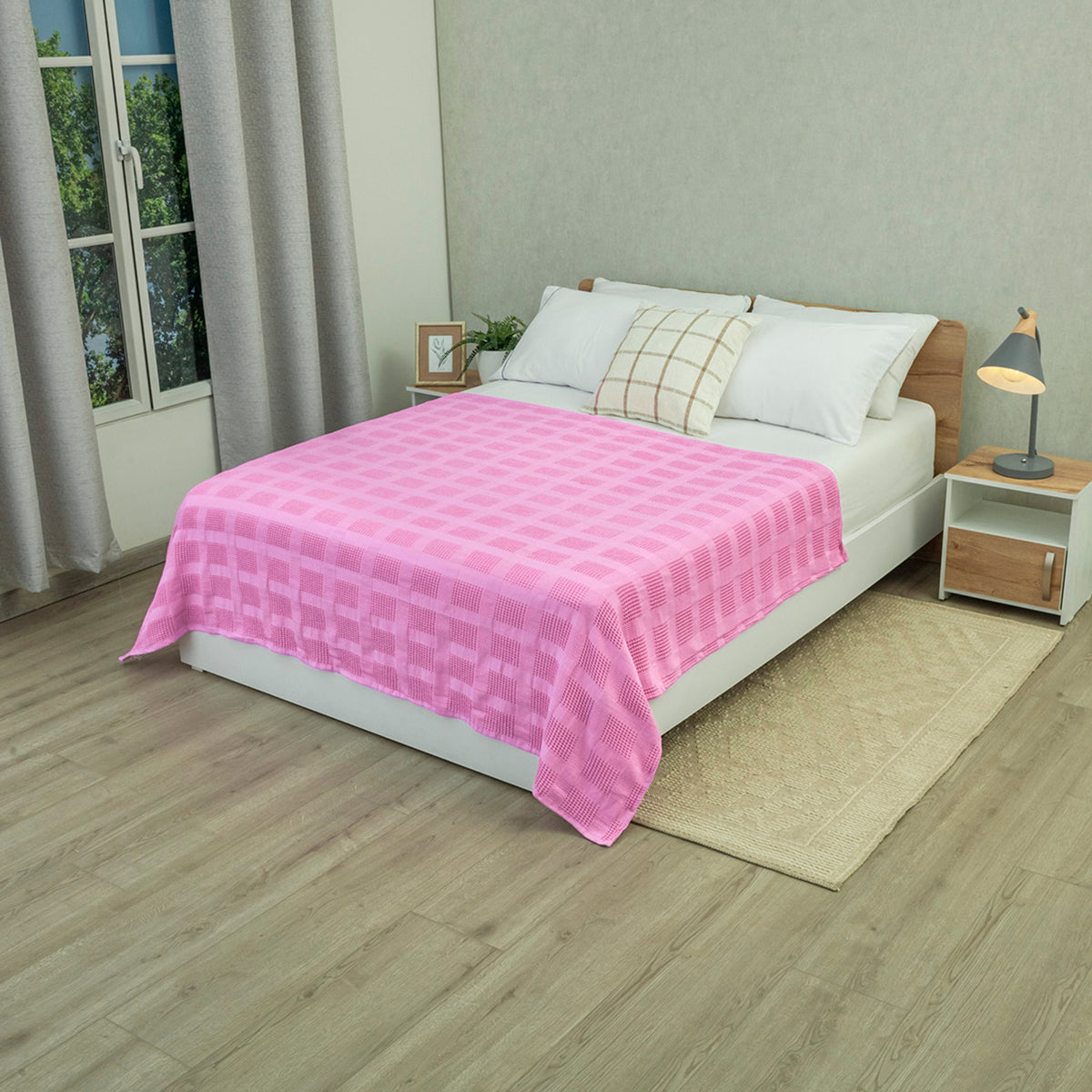 Sobrecama rosada Elegant en algodón 150x200 cm tejido tipo galleta