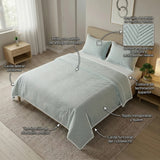 Cubrelecho para Cama doble azul Kyoto 140x190 cm en microfibra con 2 fundas