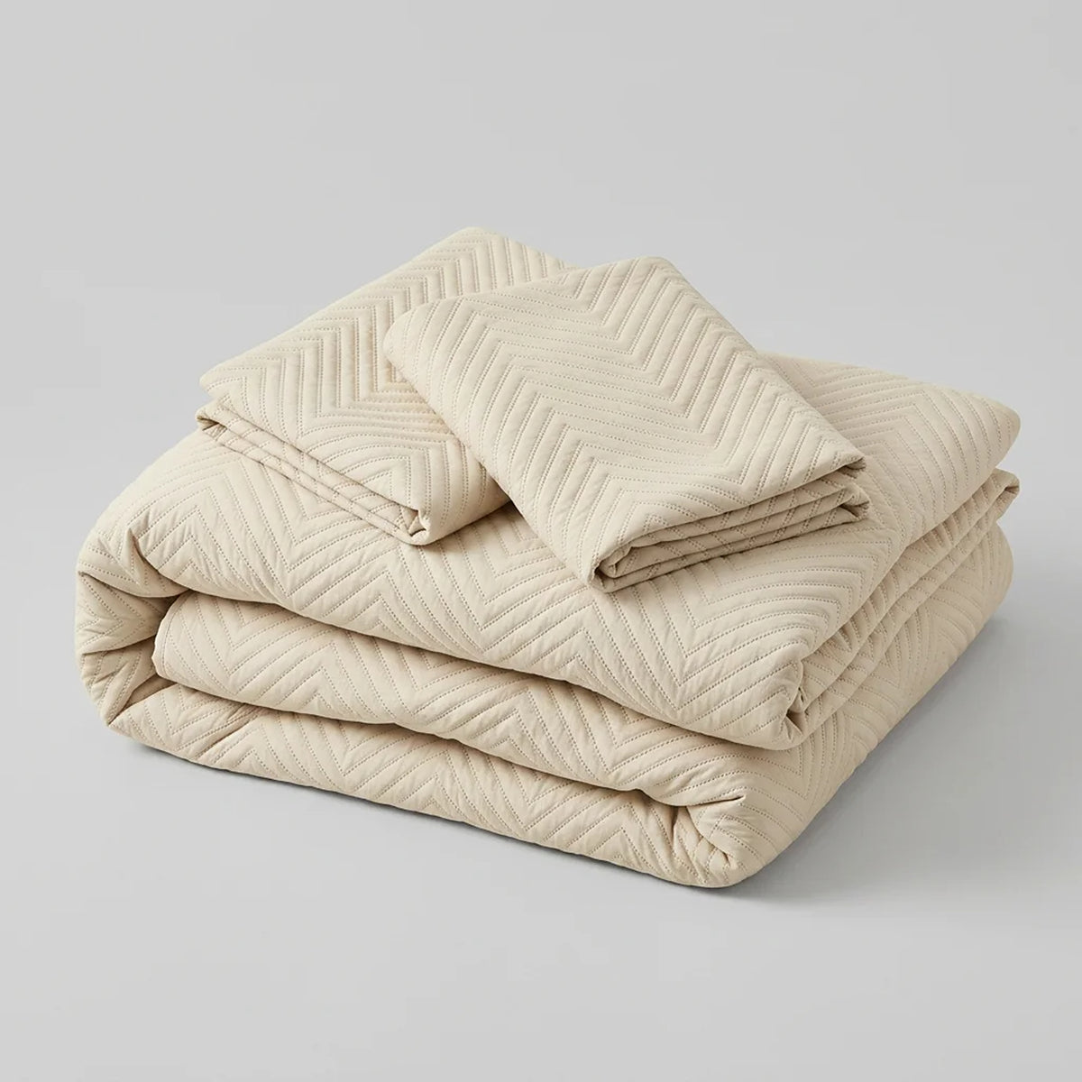 Cubrelecho queen beige Kyoto en microfibra 160x190 cm con 2 fundas