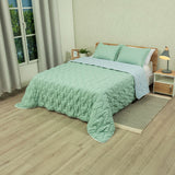 Cubrelecho king Flora verde y azul superacolchado en microfibra 200x200 cm