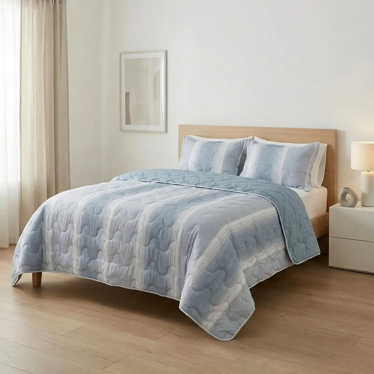Cubrelecho superacolchado Equilibrio king azul claro 200x200 cm en poliéster