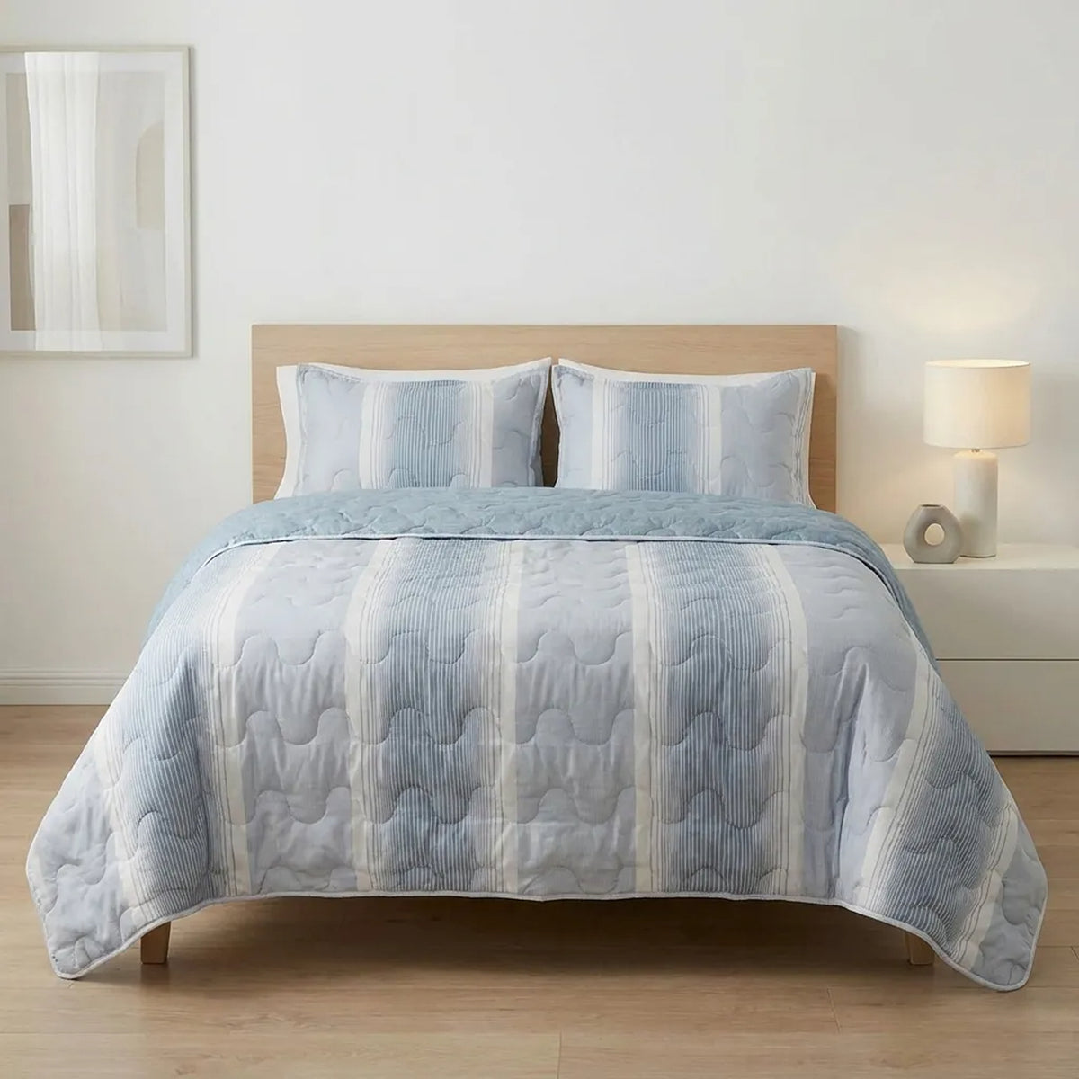 Cubrelecho superacolchado Equilibrio king azul claro 200x200 cm en poliéster