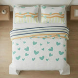 Cubrelecho Entre Dos Amores estampado corazones semidoble 120x190 cm doble faz microfibra