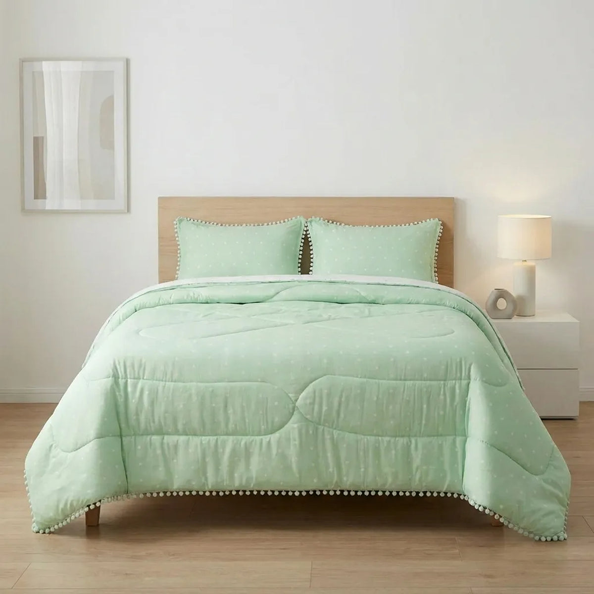 Cubrelecho queen verde Luno 160x190 cm doble faz acolchado